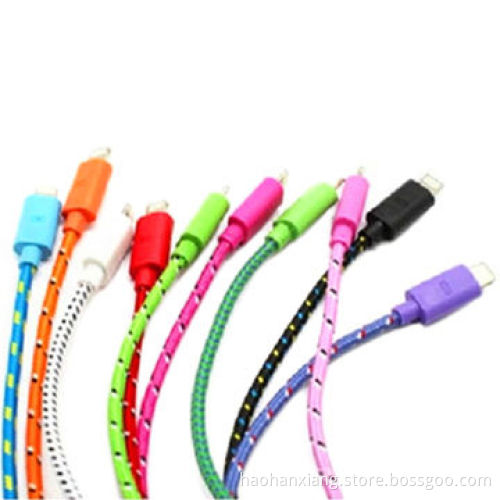 Round Ten-color Fabric Braided USB Cable for iPhone 5/5S